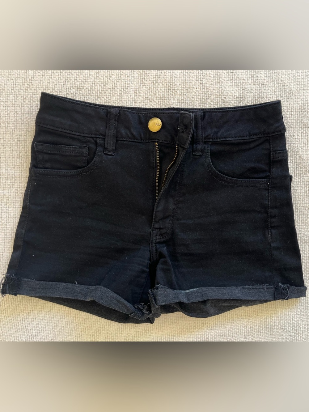 Black Super Stretch Jean Shorts